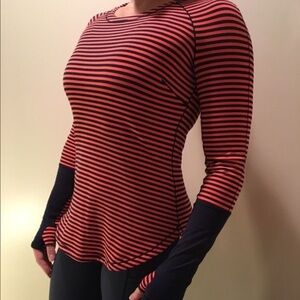 Lululemon First Base Reflective 8 10 Long Sleeve Inkwell Light Flare Striped Top